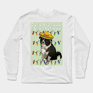 Feliz Navidad Border Collie Long Sleeve T-Shirt